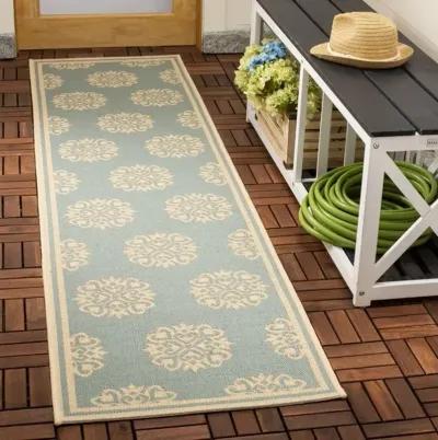 BEACH HOUSE Collection BHS181K-28 Aqua / Cream 2'-2" X 8'