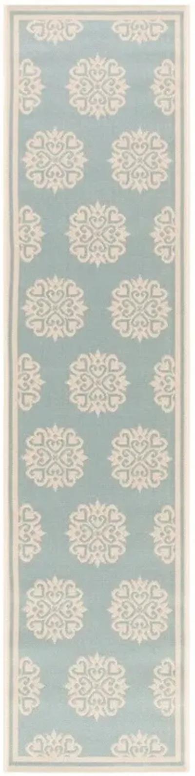 BEACH HOUSE Collection BHS181K-28 Aqua / Cream 2'-2" X 8'