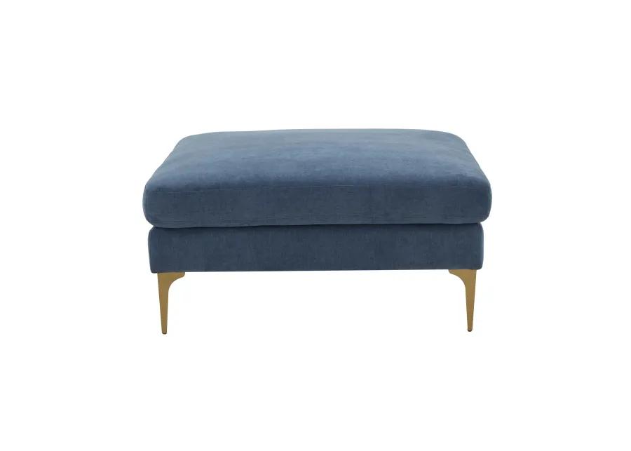 Serena Blue Velvet Ottoman