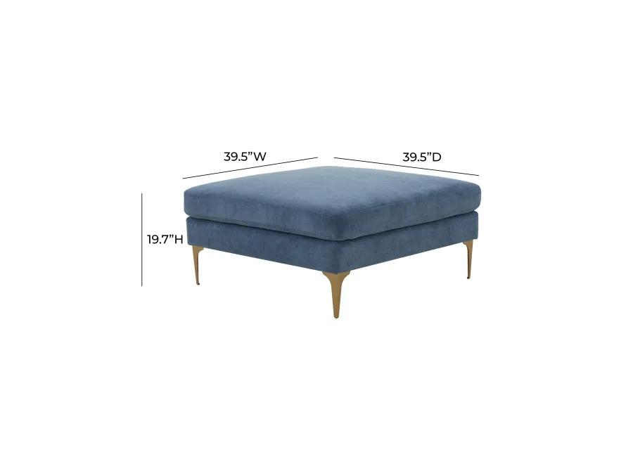 Serena Blue Velvet Ottoman