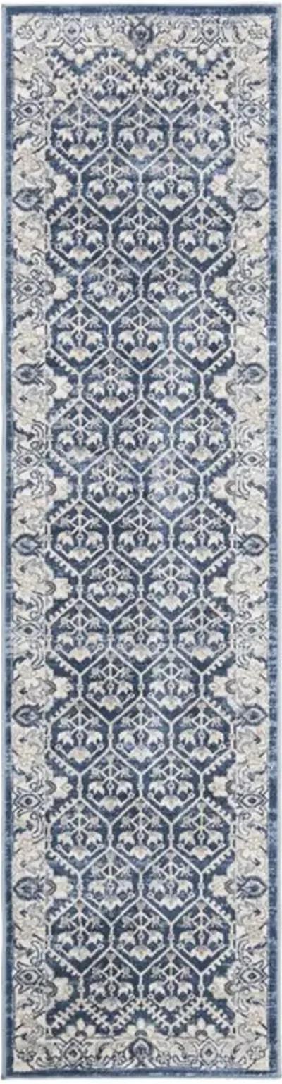 Brentwood 869 Navy / Light Grey 2' X 10' Runner Powerloomed Rug