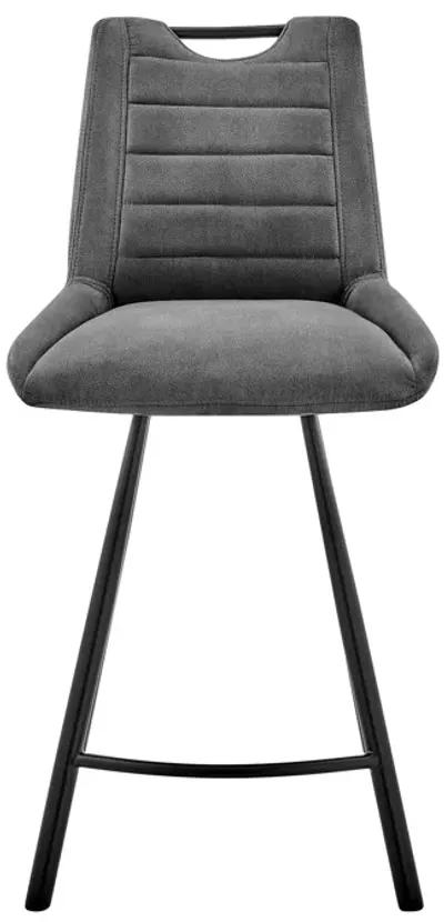 Arizona 26" Counter Height Bar Stool in Charcoal Fabric and Black Finish