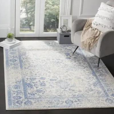 Adirondack Contemporary Ivory / Light Blue 6' X 6' Square Powerloomed Rug