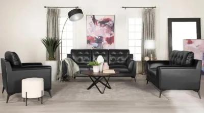 Moira Upholstered Tufted Loveseat with Track Arms Black