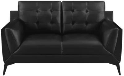 Moira Upholstered Tufted Loveseat with Track Arms Black