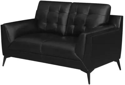 Moira Upholstered Tufted Loveseat with Track Arms Black