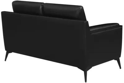 Moira Upholstered Tufted Loveseat with Track Arms Black