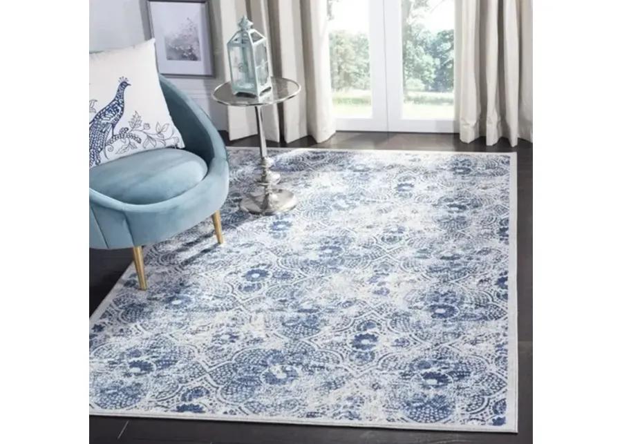 Brentwood 862 Cream / Blue 4' X 6' Small Rectangle Powerloomed Rug