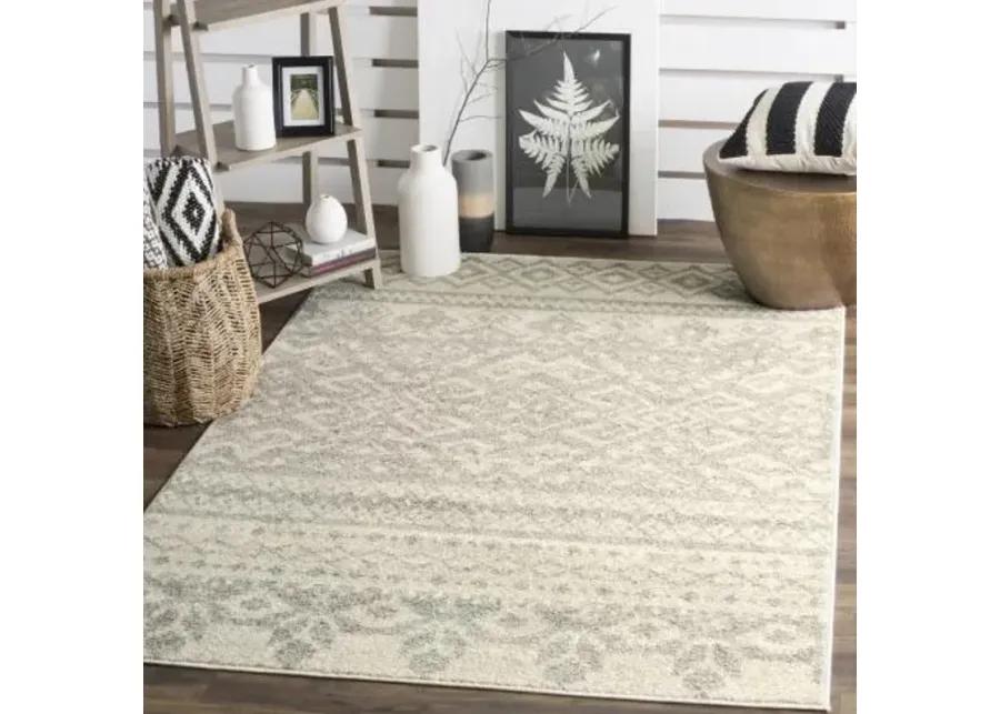 Adirondack Contemporary Ivory / Silver 10' X 10' Square Powerloomed Rug