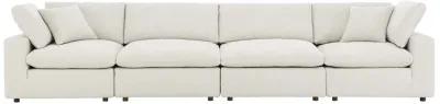 Commix Down Filled Overstuffed Boucle Fabric 4-Seater Sofa