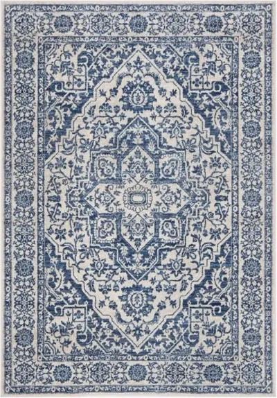 Brentwood 832 Navy / Light Grey 9' X 12' Large Rectangle Powerloomed Rug