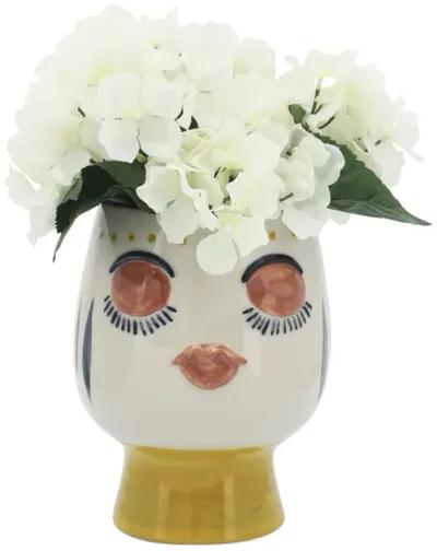 Ceramic, 6"d Face Vase, Multi