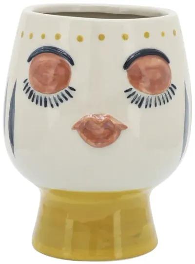 Ceramic, 6"d Face Vase, Multi