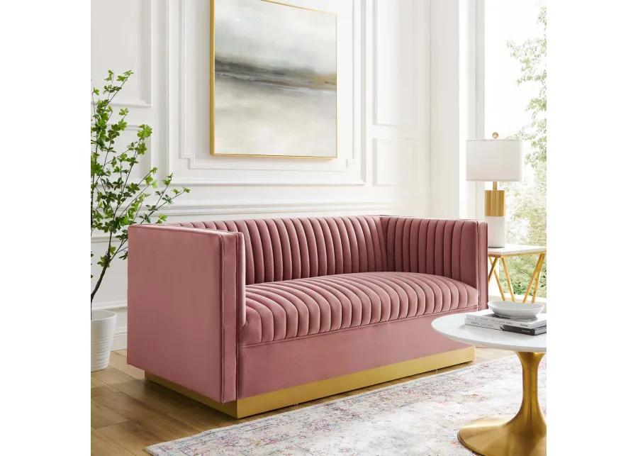 Sanguine Vertical Channel Tufted Performance Velvet Loveseat