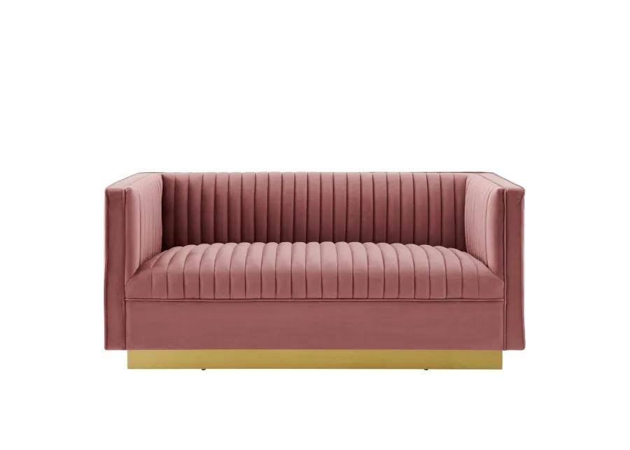 Sanguine Vertical Channel Tufted Performance Velvet Loveseat