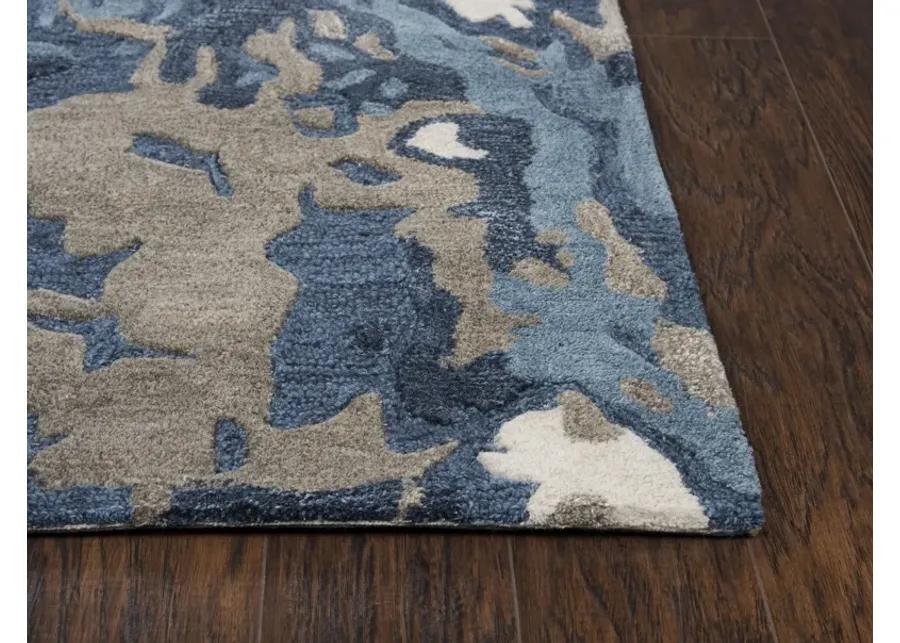 Mod Beige/Gray Abstract Wool/Tencel 9'x12' Rectangle Rug