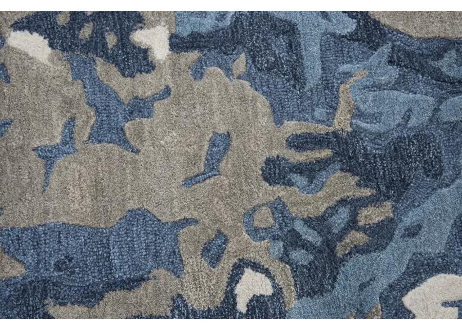 Mod Beige/Gray Abstract Wool/Tencel 9'x12' Rectangle Rug