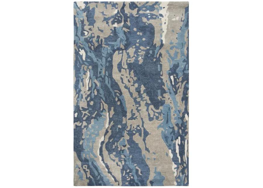 Mod Beige/Gray Abstract Wool/Tencel 9'x12' Rectangle Rug