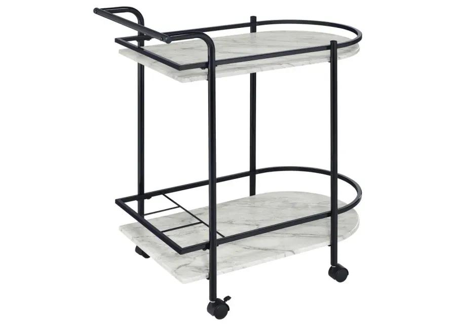 Desiree 2-tier Bar Cart with Casters Black