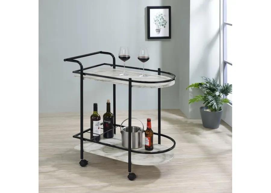 Desiree 2-tier Bar Cart with Casters Black