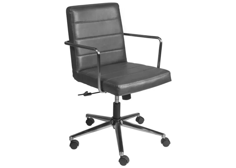 Leander Low Back Office Chair in Gray with Brushed Nickel Base