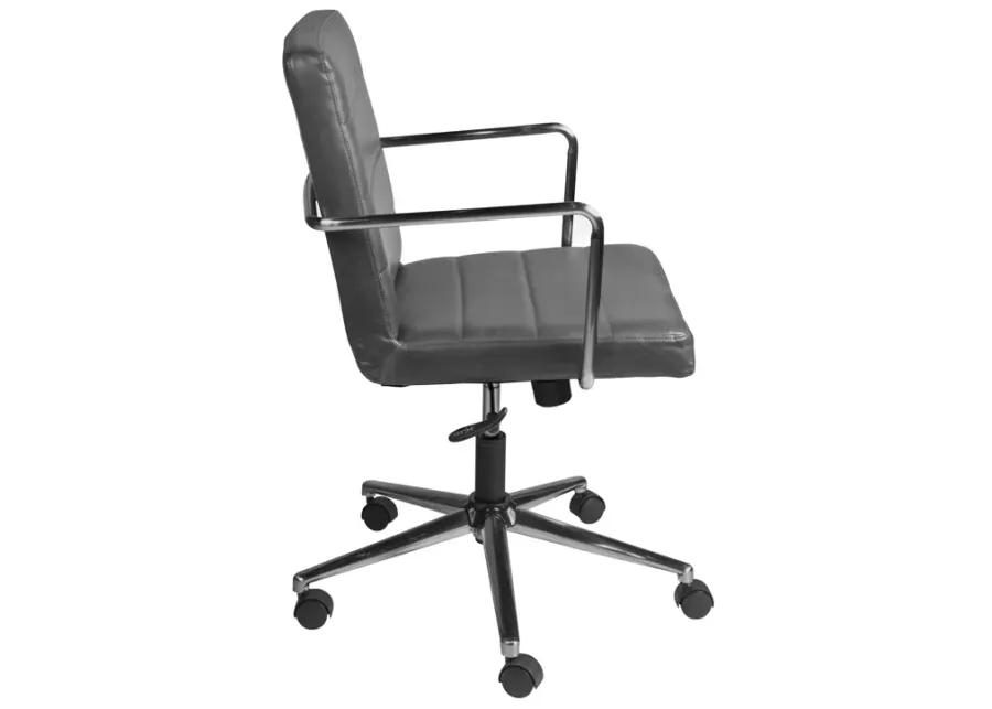 Leander Low Back Office Chair in Gray with Brushed Nickel Base