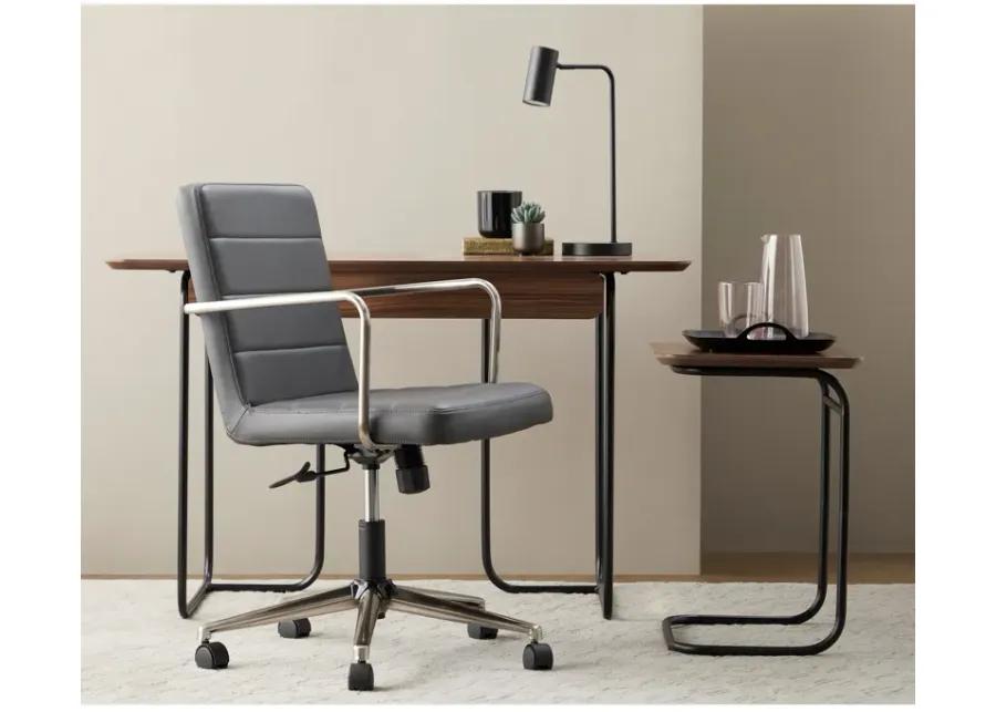 Leander Low Back Office Chair in Gray with Brushed Nickel Base