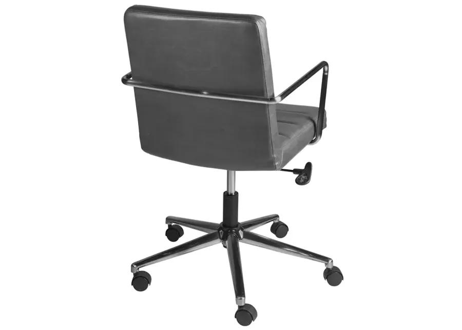 Leander Low Back Office Chair in Gray with Brushed Nickel Base