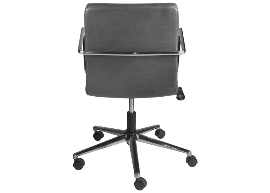 Leander Low Back Office Chair in Gray with Brushed Nickel Base