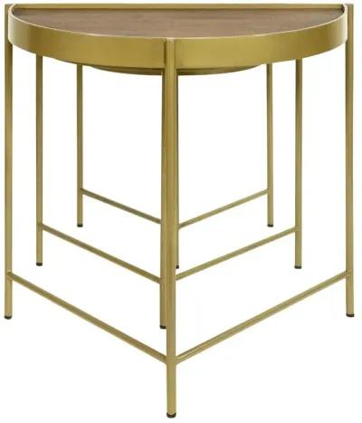 Tristen 3-Piece Demilune Nesting Table With Recessed Top Brown and Gold