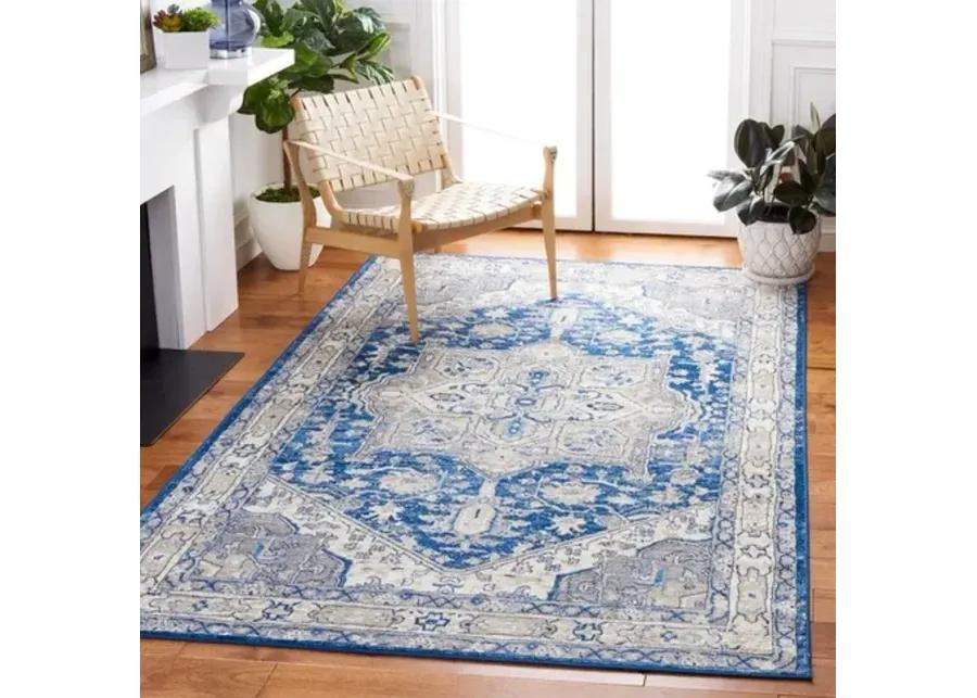 Brentwood 852 Navy / Grey 4' X 6' Small Rectangle Powerloomed Rug