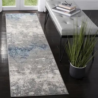 Brentwood 822 Light Grey / Blue 2' X 12' Runner Powerloomed Rug