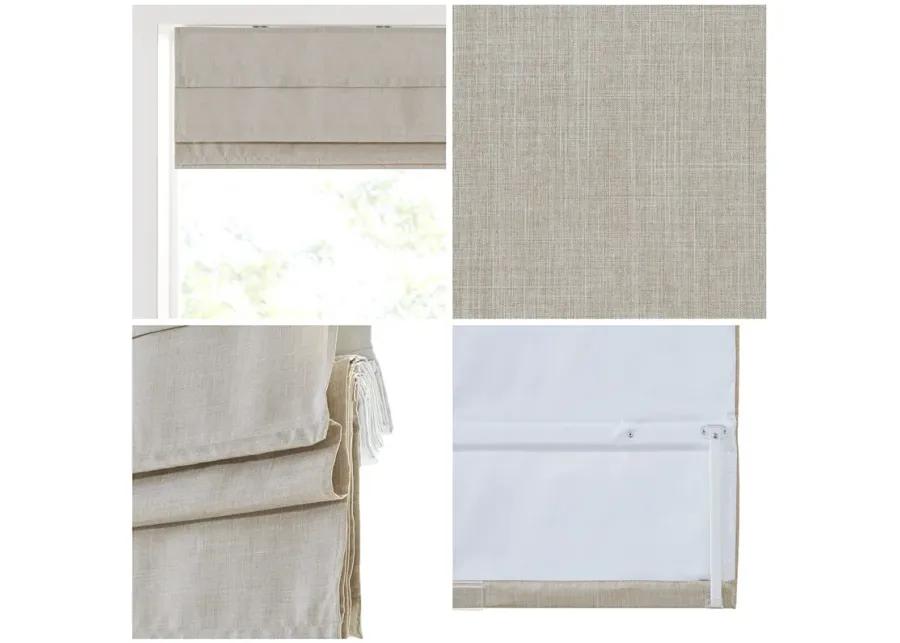 Madison Park Otis Natural Faux Linen Cordless Total Blackout Roman Shade