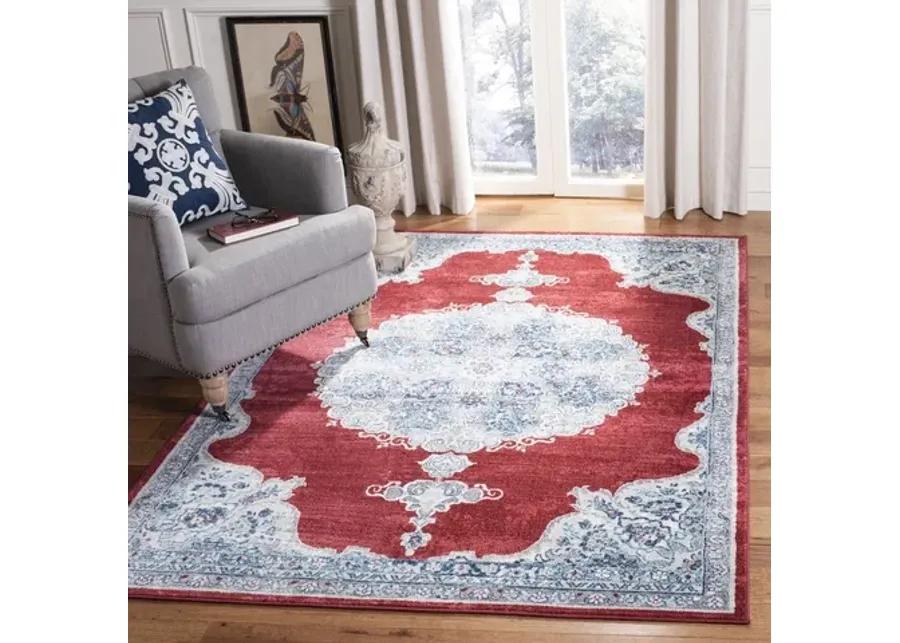 Brentwood 867 Red / Ivory 4' X 6' Small Rectangle Powerloomed Rug