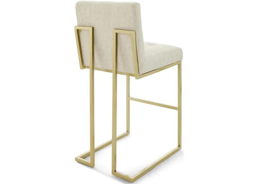 Privy Gold Stainless Steel Upholstered Fabric Bar Stool