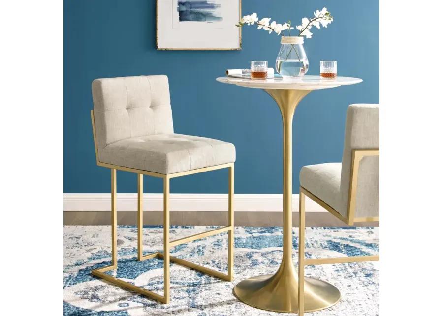 Privy Gold Stainless Steel Upholstered Fabric Bar Stool