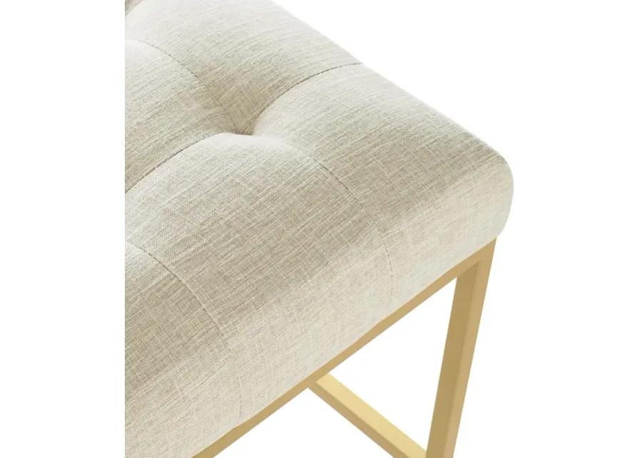 Privy Gold Stainless Steel Upholstered Fabric Bar Stool