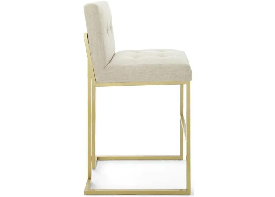 Privy Gold Stainless Steel Upholstered Fabric Bar Stool