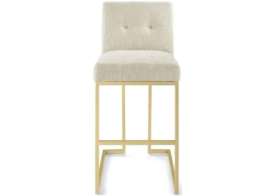 Privy Gold Stainless Steel Upholstered Fabric Bar Stool