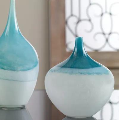 Carla Teal White Vases, S/2