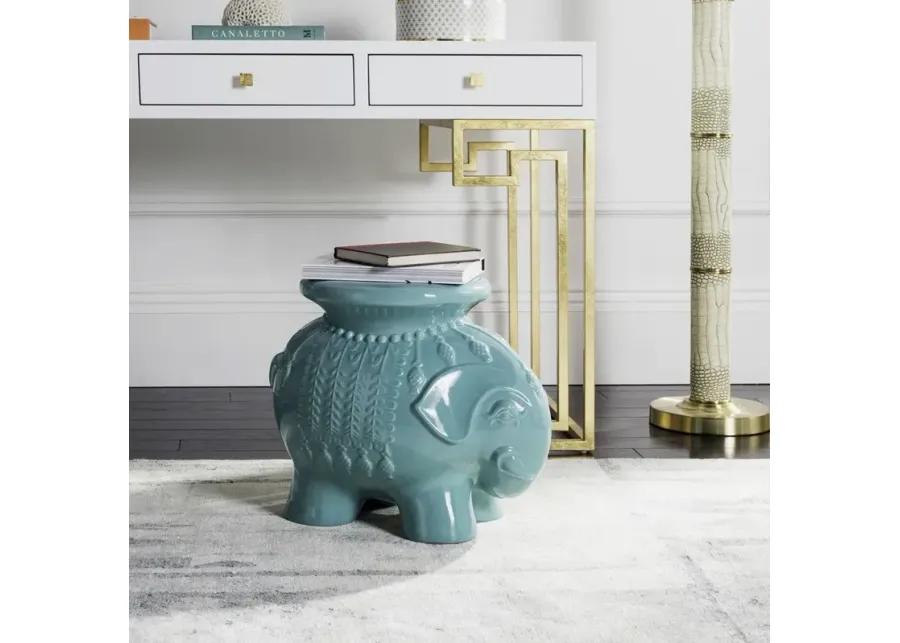 Robin's Egg Blue Ceramic Elephant Stool