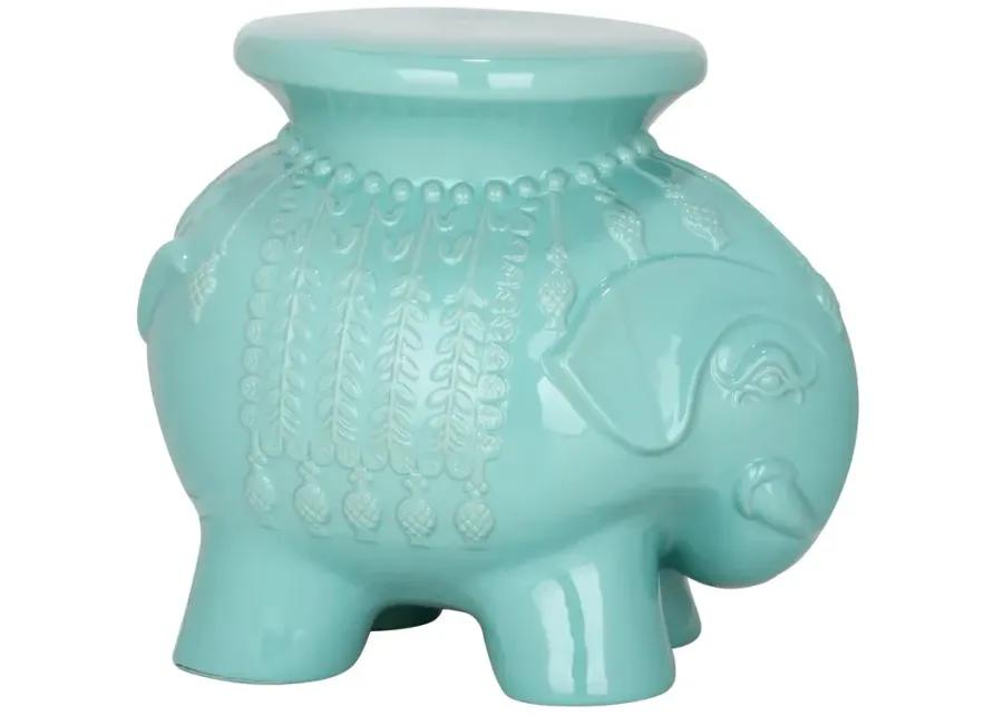 Robin's Egg Blue Ceramic Elephant Stool