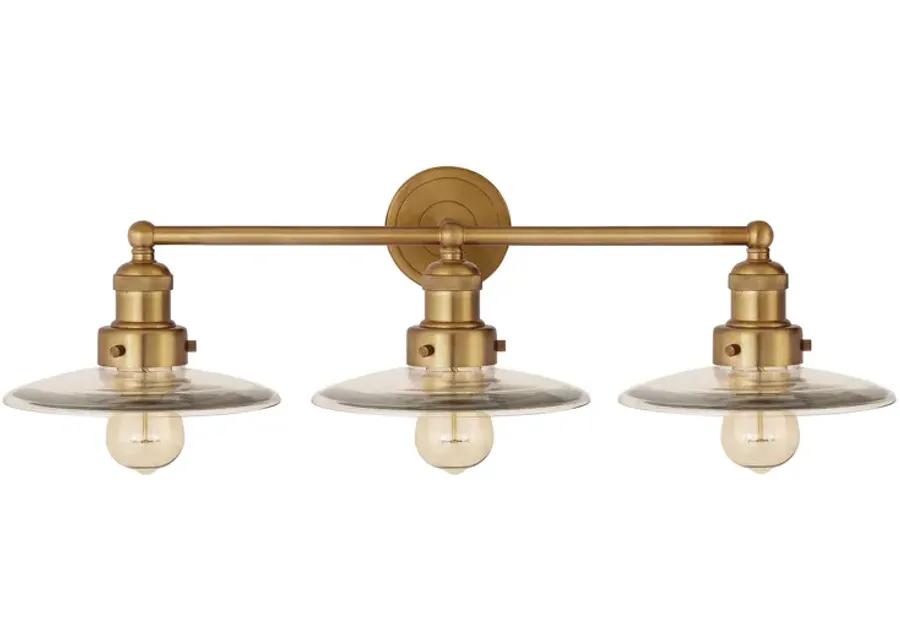 English Pub 28" Wide 3-Light Vanity Light - Satin Brass