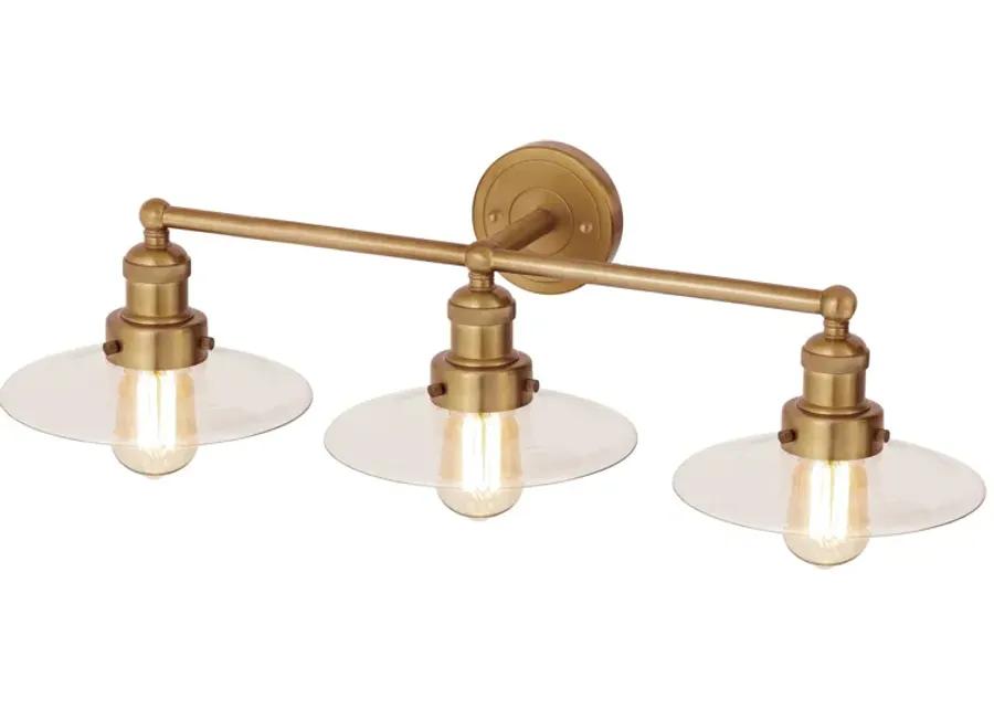 English Pub 28" Wide 3-Light Vanity Light - Satin Brass