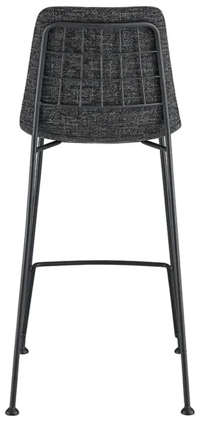 Elma-C Counter Stool In Black Fabric with Matte Black Frame and Legs - Set Of 2