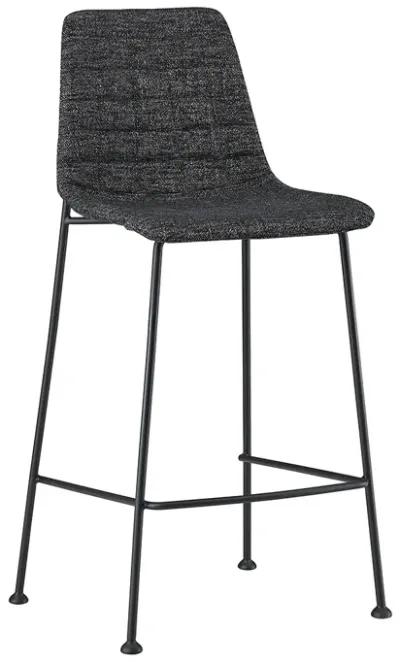 Elma-C Counter Stool In Black Fabric with Matte Black Frame and Legs - Set Of 2