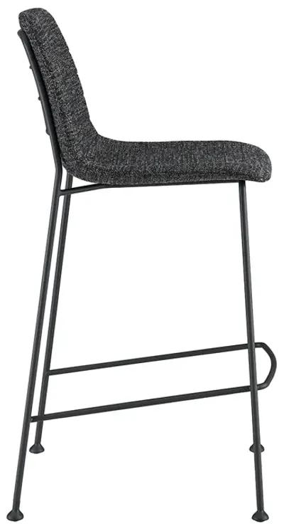 Elma-C Counter Stool In Black Fabric with Matte Black Frame and Legs - Set Of 2