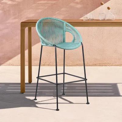 Acapulco 26" Indoor Outdoor Steel Bar Stool with Wasabi Rope