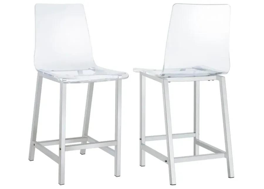 Abbigail Counter Height Stools Chrome And Clear Acrylic (Set of 2)