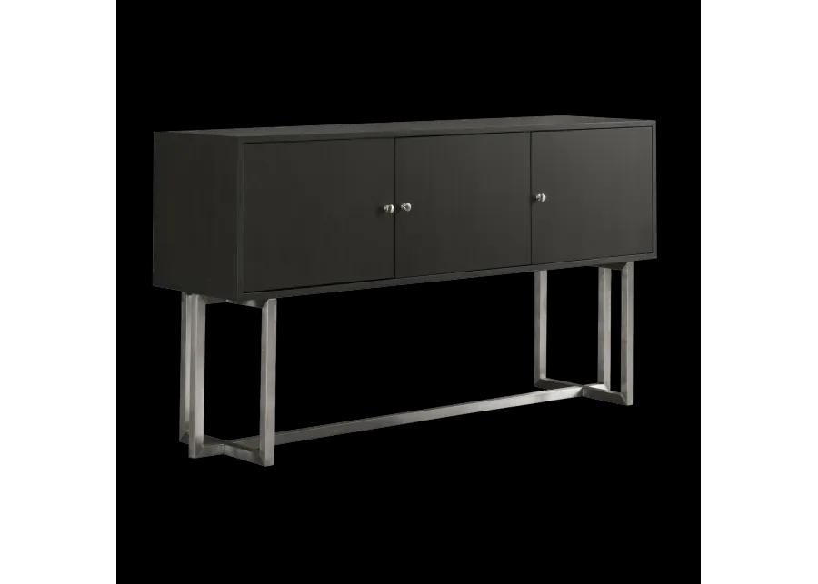 Prague Contemporary Buffet in Brushed Stainless Steel Finish and Gray Wood